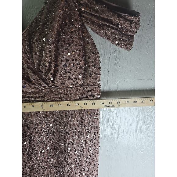 Sequined Gown Plus 2X Pink Prom Dress Holiday Christmas Formal Cocktail Chic - Picture 4 of 8